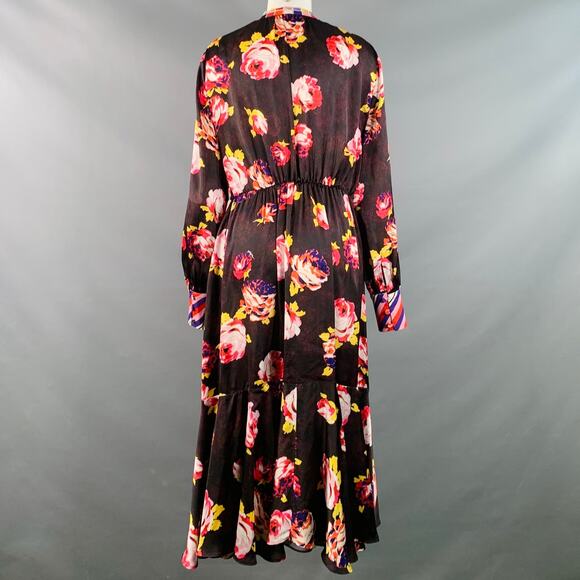 MSGM Size M Brown Multi Color Polyester Floral Bow A-Line Dress - Picture 4 of 11